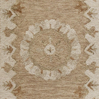 3? Round Tan Retro Modern Medallion Area Rug