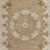 3? Round Tan Retro Modern Medallion Area Rug