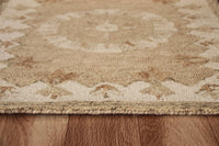 3? Round Tan Retro Modern Medallion Area Rug