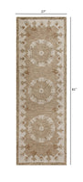 3? Round Tan Retro Modern Medallion Area Rug