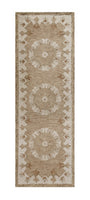 3? Round Tan Retro Modern Medallion Area Rug