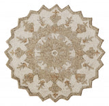 3? Round Tan Retro Modern Medallion Area Rug