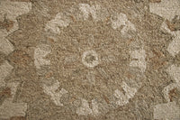 3? Round Tan Retro Modern Medallion Area Rug