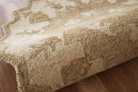 3? Round Tan Retro Modern Medallion Area Rug