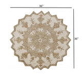 3? Round Tan Retro Modern Medallion Area Rug