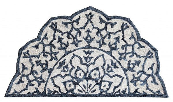 2? x 4? Navy and White Decorative Hearth Rug