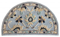 3? Round Blue and Beige Floral Area Rug