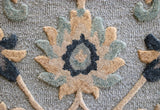 3? Round Blue and Beige Floral Area Rug