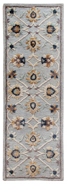 3? Round Blue and Beige Floral Area Rug