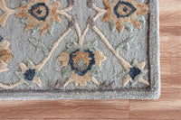 3? Round Blue and Beige Floral Area Rug