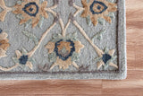 3? Round Blue and Beige Floral Area Rug