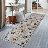 3? Round Blue and Beige Floral Area Rug