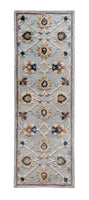 3? Round Blue and Beige Floral Area Rug