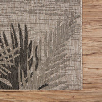 8? x 9? Beige Palm Leaves Indoor Outdoor Scatter Rug