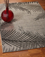 8? x 9? Beige Palm Leaves Indoor Outdoor Scatter Rug