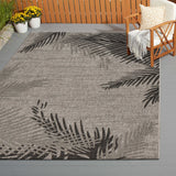 8? x 9? Beige Palm Leaves Indoor Outdoor Scatter Rug