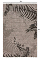 8? x 9? Beige Palm Leaves Indoor Outdoor Scatter Rug