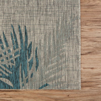 5? x 7? Gray Palm Leaves Indoor Outdoor Area Rug