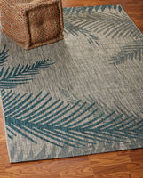 5? x 7? Gray Palm Leaves Indoor Outdoor Area Rug