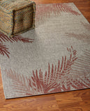8? x 9? Red Palm Leaves Indoor Outdoor Area Rug