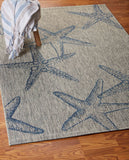 8? x 9? Blue Starfish Indoor Outdoor Area Rug