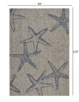 8? x 9? Blue Starfish Indoor Outdoor Area Rug