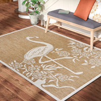 5? x 7? Tan Flamingo Indoor Outdoor Area Rug