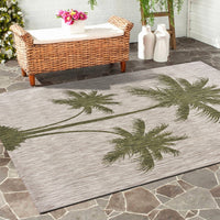 5? x 7? Green Palm Tree Indoor Outdoor Area Rug