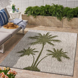 5? x 7? Green Palm Tree Indoor Outdoor Area Rug