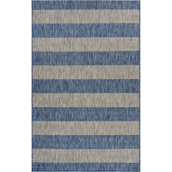 5? x 7? Navy Stripes Indoor Outdoor Area Rug