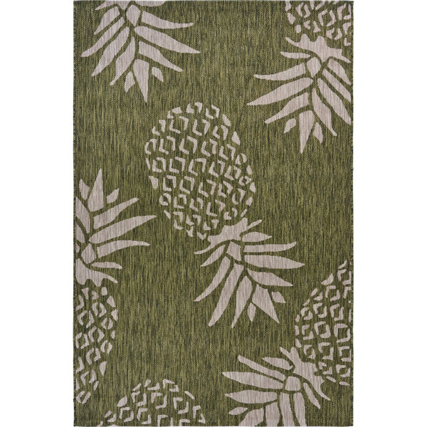 5? x 7? Green Pineapple Indoor Outdoor Area Rug