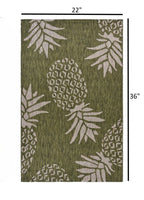 5? x 7? Green Pineapple Indoor Outdoor Area Rug