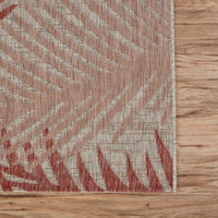 8? x 9? Red Palm Leaves Indoor Outdoor Area Rug