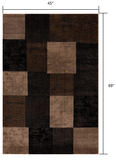 4? x 6? Brown Geometric Blocks Area Rug