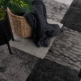 7? x 9? Gray Geometric Blocks Area Rug