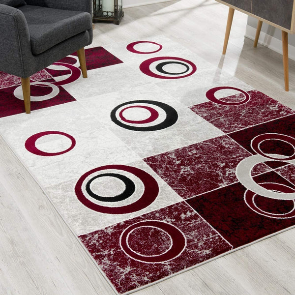 2? x 4? Red and White Inverse Circles Area Rug