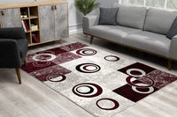 2? x 4? Red and White Inverse Circles Area Rug