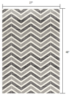 2? x 4? Gray Distressed Chevron Area Rug