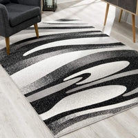 2? x 4? Black and Gray Abstract Marble Area Rug