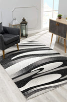 2? x 4? Black and Gray Abstract Marble Area Rug