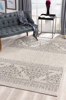 5? x 8? Ivory Distressed Scroll Pattern Area Rug