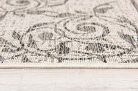 5? x 8? Ivory Distressed Scroll Pattern Area Rug