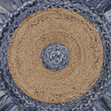 Denim and Natural Jute Fringed Round Rug