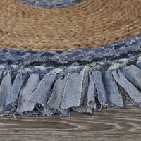 Denim and Natural Jute Fringed Round Rug