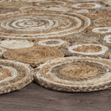 Multi-toned Intricate Circle Natural Jute Area Rug