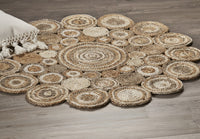 Multi-toned Intricate Circle Natural Jute Area Rug