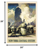 24" x 32" New York Railroad Vintage Travel Poster Wall Art
