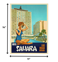 24" x 30" Hotel Sahara c1960s Las Vegas Vintage Travel Poster Wall Art