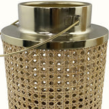 18.5" Large Metal Hurricane Candle Holder in Cane