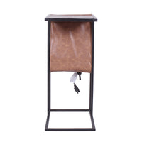 Modern Dark Wood and Metal End or Side Table with USB and Magazine Storage